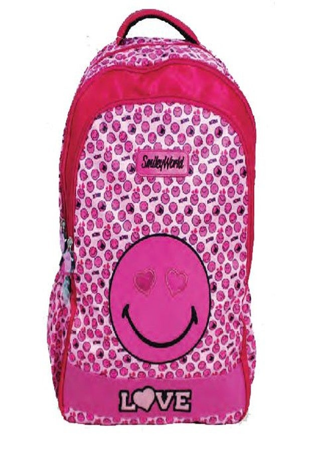 Smiley Polyester 31 Cms Pink School Backpack (Bts-5029)